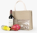 El bolsillo de Tote Shoulder Bag With Interior de la playa, yute empaqueta el bolso de empaquetado del yute del portador de la arpillera de la junta del PVC del ultramarinos natural del vino